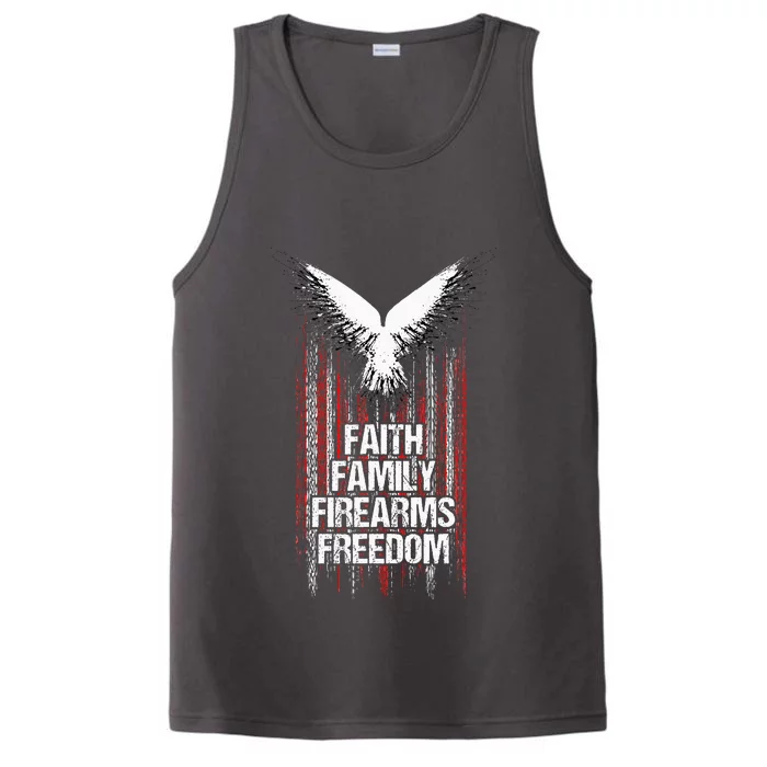 Faith Family Firearms & Freedom  American Flag Pro God Guns Performance Tank