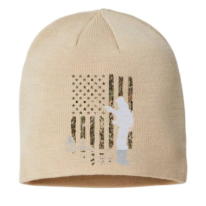 Fly Fishing Fisherman American Flag Camouflage Fly Tying 8 1/2in Sustainable Knit Beanie