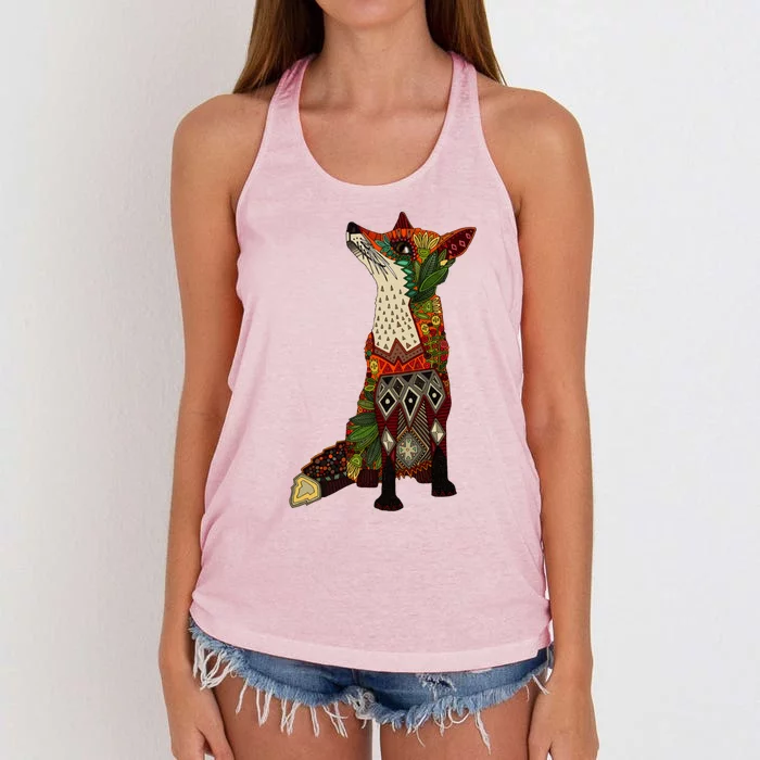 Floral Fox Women's Knotted Racerback Tank