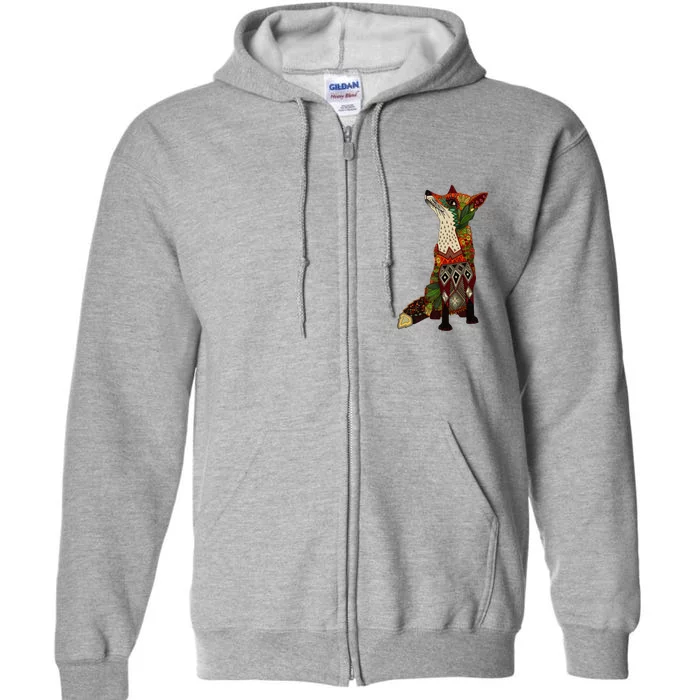 Floral Fox Full Zip Hoodie