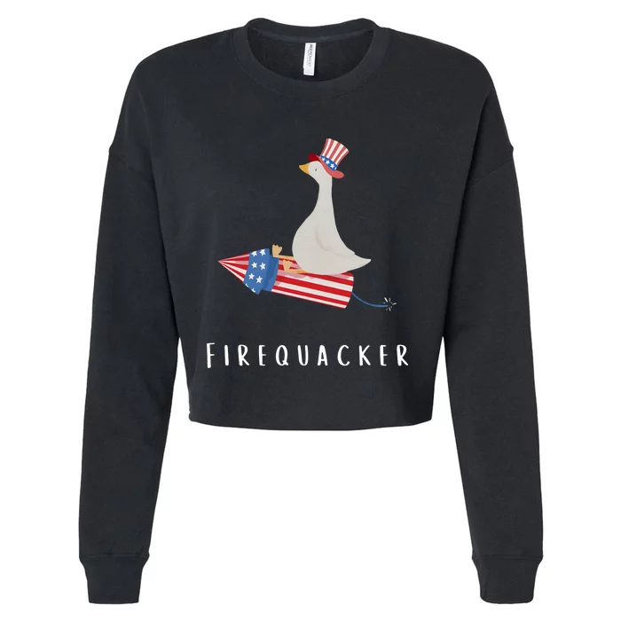 Firequacker Funny Fourth Of July 4th Of July Cropped Pullover Crew