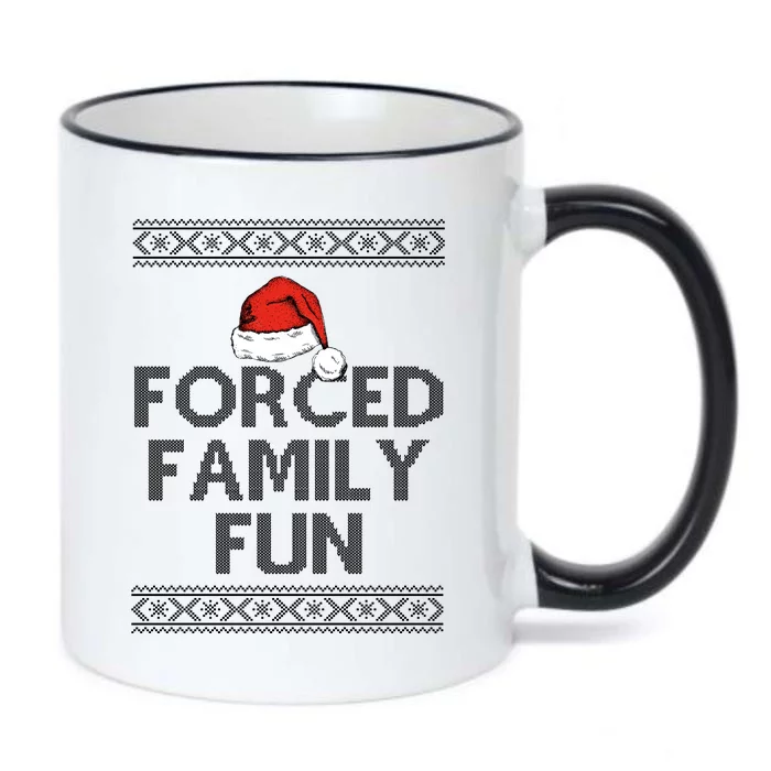 Forced Family Fun Funny Ugly Christmas Holiday Black Color Changing Mug