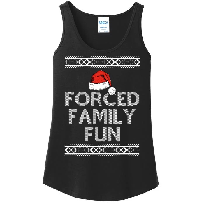 Forced Family Fun Funny Ugly Christmas Holiday Ladies Essential Tank