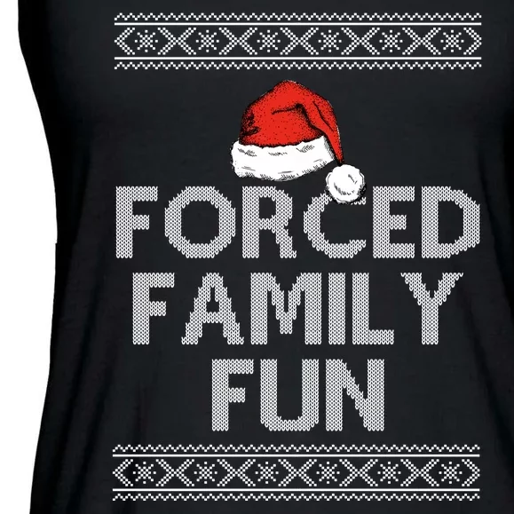 Forced Family Fun Funny Ugly Christmas Holiday Ladies Essential Flowy Tank