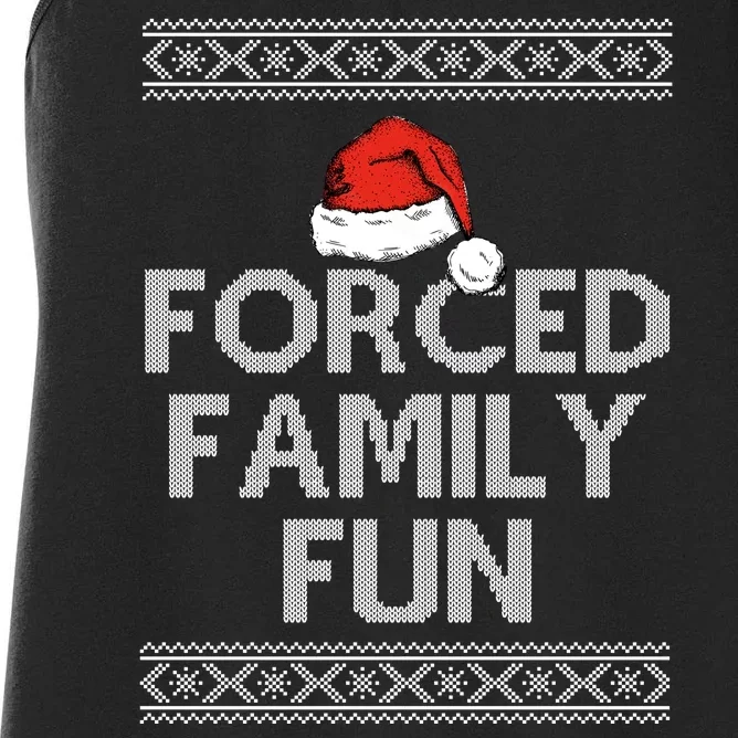 Forced Family Fun Funny Ugly Christmas Holiday Women's Racerback Tank