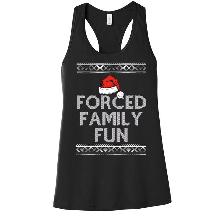 Forced Family Fun Funny Ugly Christmas Holiday Women's Racerback Tank