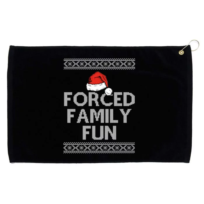 Forced Family Fun Funny Ugly Christmas Holiday Grommeted Golf Towel