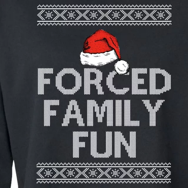 Forced Family Fun Funny Ugly Christmas Holiday Cropped Pullover Crew