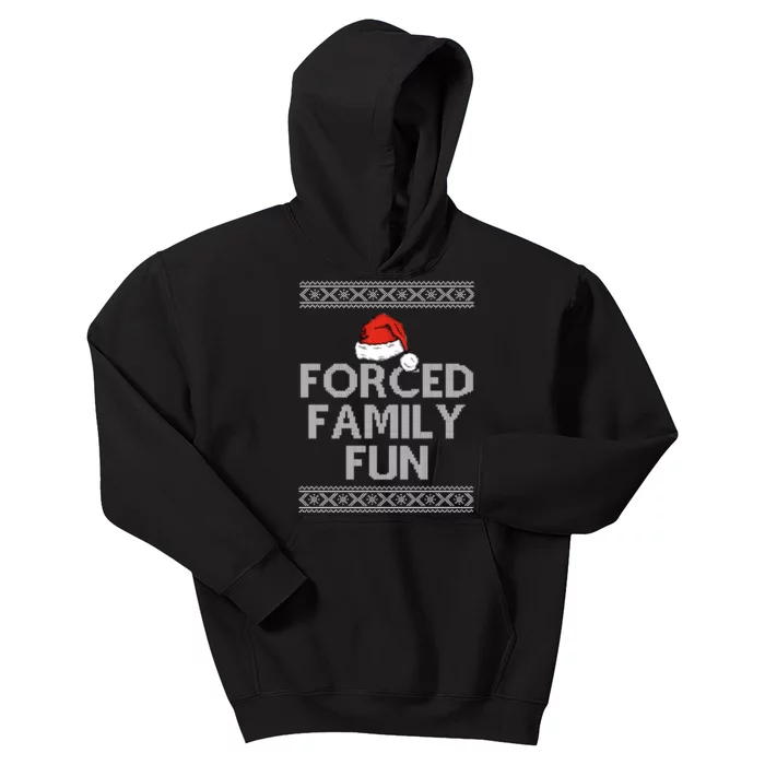 Forced Family Fun Funny Ugly Christmas Holiday Kids Hoodie