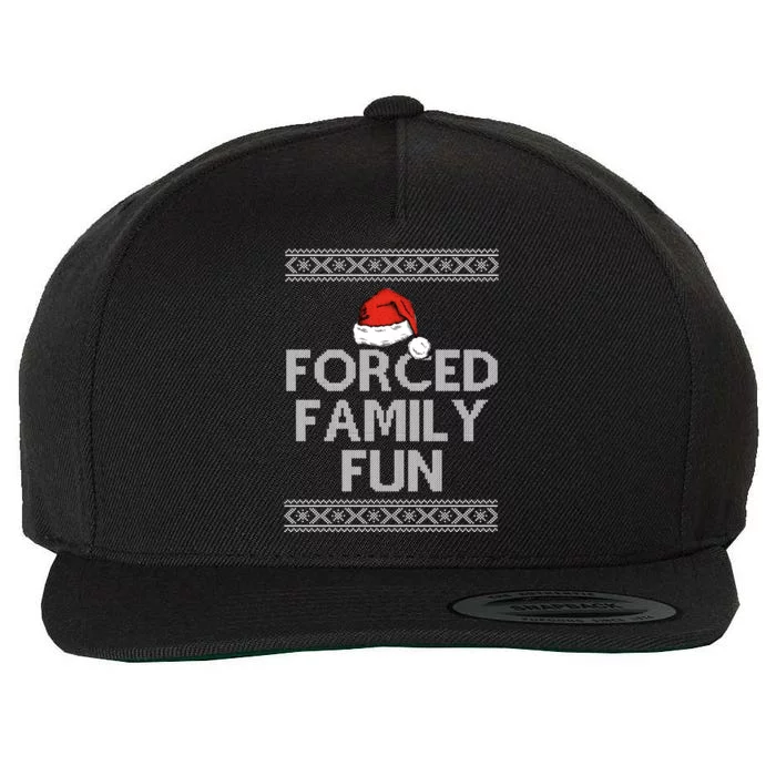 Forced Family Fun Funny Ugly Christmas Holiday Wool Snapback Cap