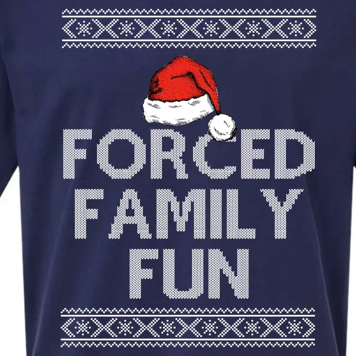 Forced Family Fun Funny Ugly Christmas Holiday Sueded Cloud Jersey T-Shirt