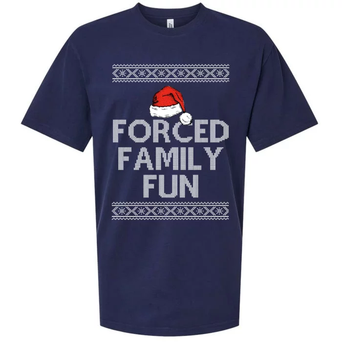 Forced Family Fun Funny Ugly Christmas Holiday Sueded Cloud Jersey T-Shirt