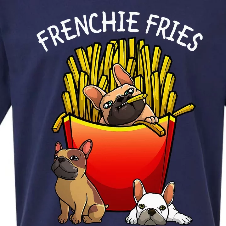 Funny Frenchie Fries French Bulldog Lover Sueded Cloud Jersey T-Shirt