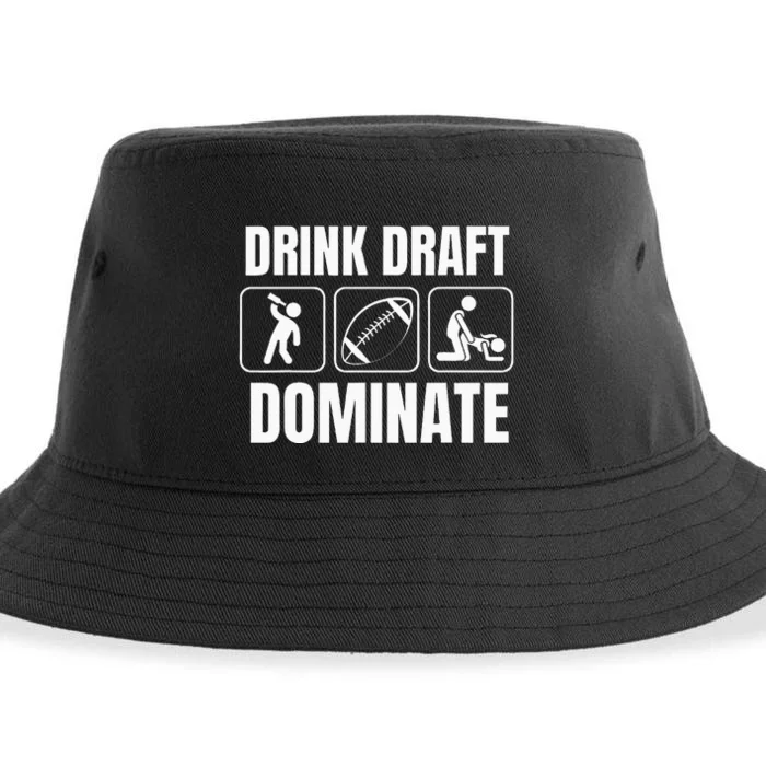 Funny Fantasy Football Drink Draft Dominate Sustainable Bucket Hat