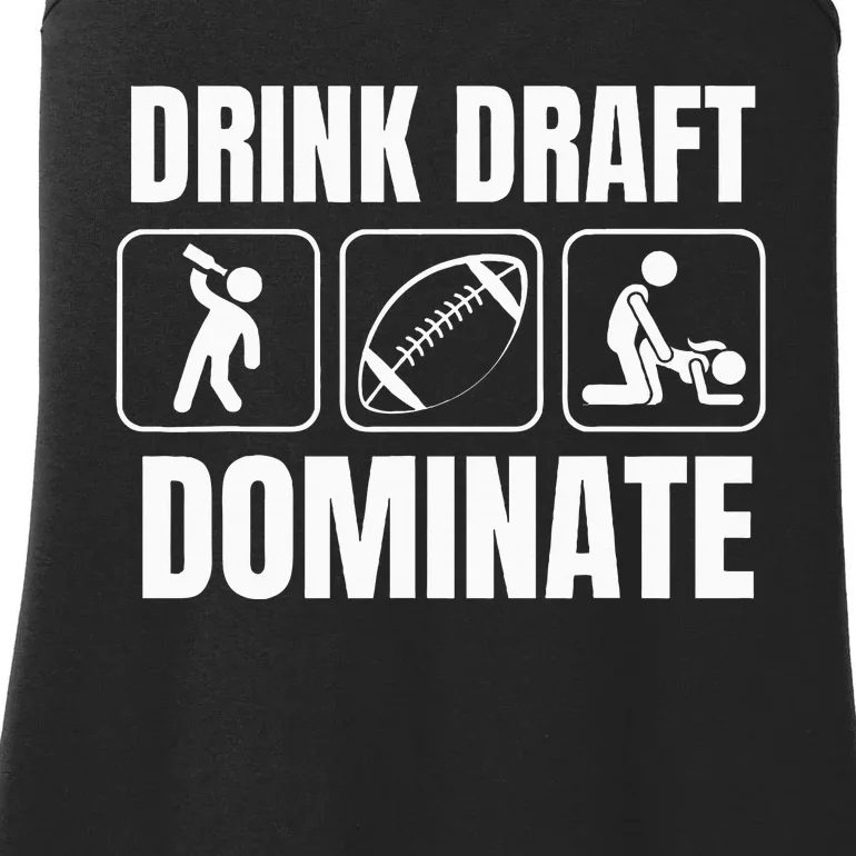 Funny Fantasy Football Drink Draft Dominate Ladies Essential Tank