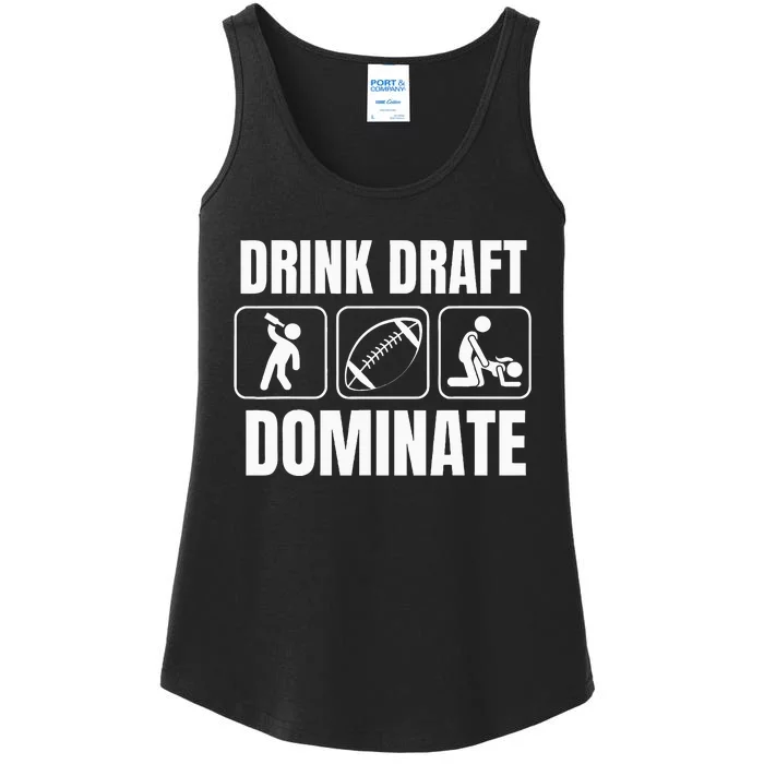 Funny Fantasy Football Drink Draft Dominate Ladies Essential Tank