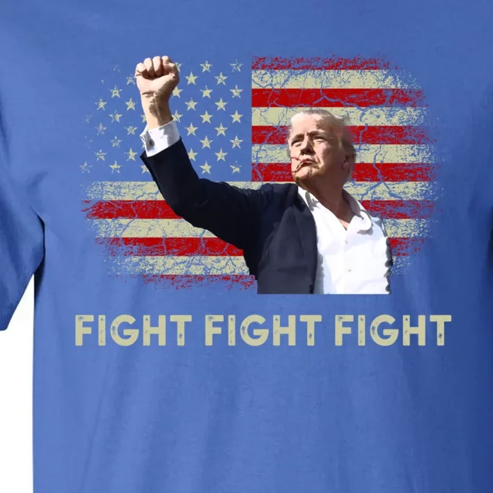 Fight Fight Fight Trump 2024 American Flag Shoot At Rally Cute Gift Tall T-Shirt