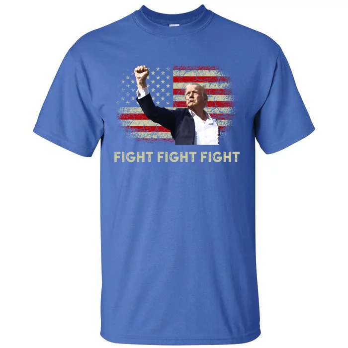 Fight Fight Fight Trump 2024 American Flag Shoot At Rally Cute Gift Tall T-Shirt