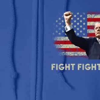 Fight Fight Fight Trump 2024 American Flag Shoot At Rally Cute Gift Full Zip Hoodie