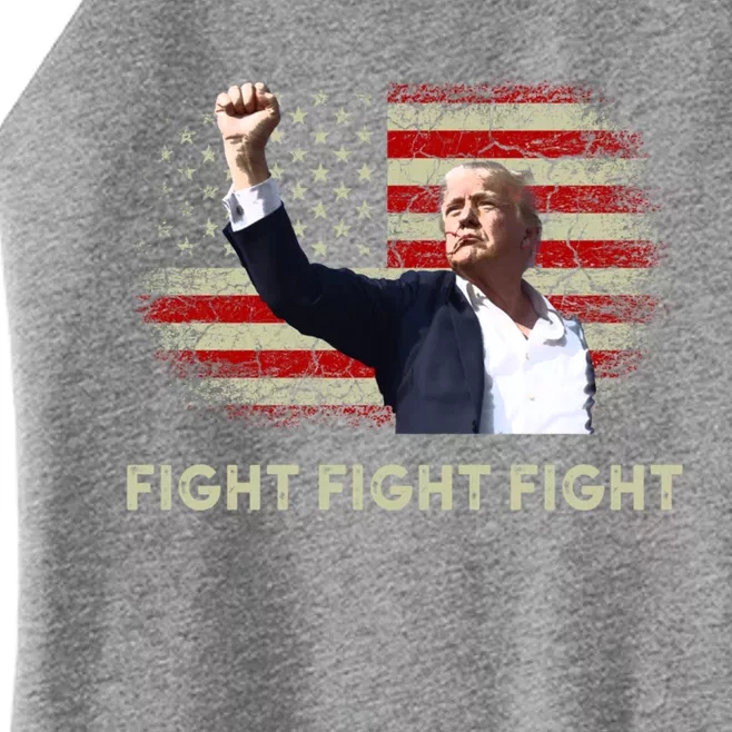 Fight Fight Fight Trump 2024 American Flag Shoot At Rally Cute Gift Women’s Perfect Tri Rocker Tank