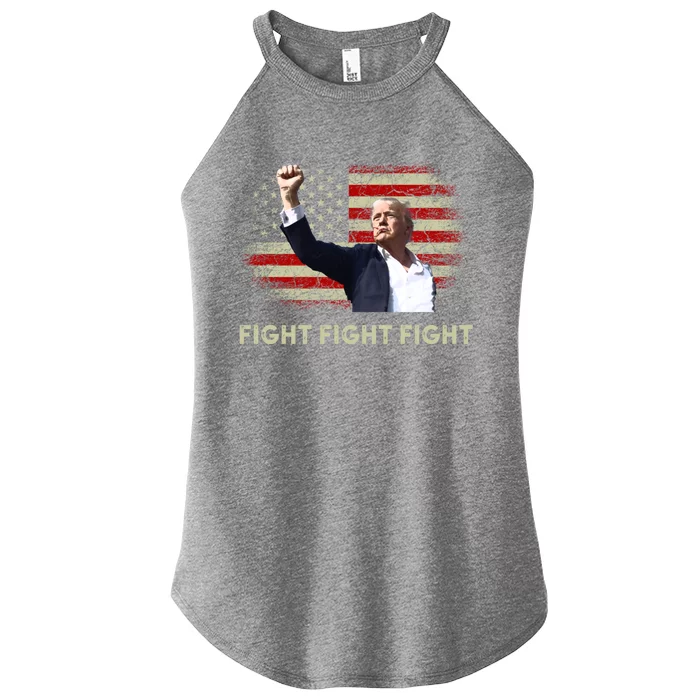 Fight Fight Fight Trump 2024 American Flag Shoot At Rally Cute Gift Women’s Perfect Tri Rocker Tank