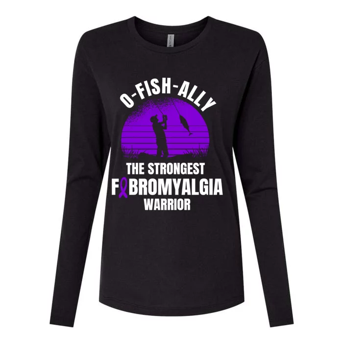 Funny Fishing Fibromyalgia Warrior Fisher Purple Ribbon Gift Womens Cotton Relaxed Long Sleeve T-Shirt