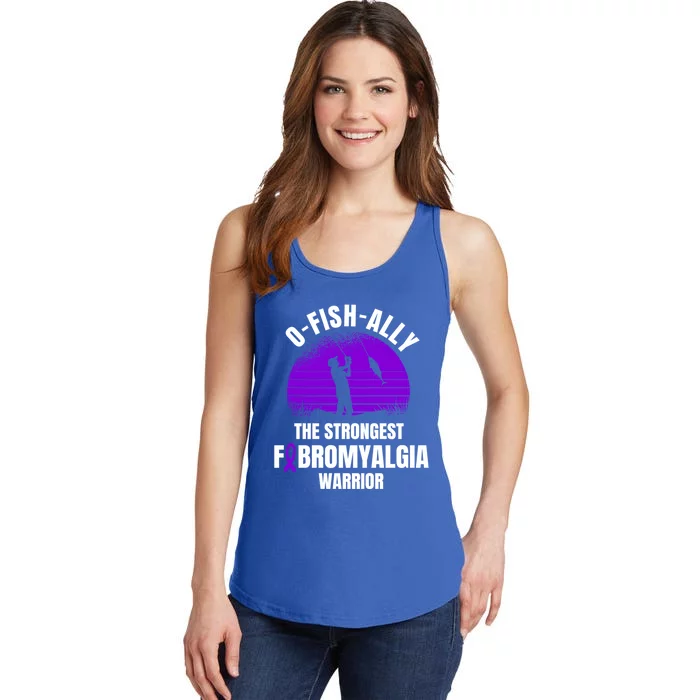 Funny Fishing Fibromyalgia Warrior Fisher Purple Ribbon Gift Ladies Essential Tank