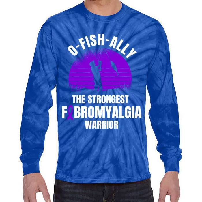 Funny Fishing Fibromyalgia Warrior Fisher Purple Ribbon Gift Tie-Dye Long Sleeve Shirt