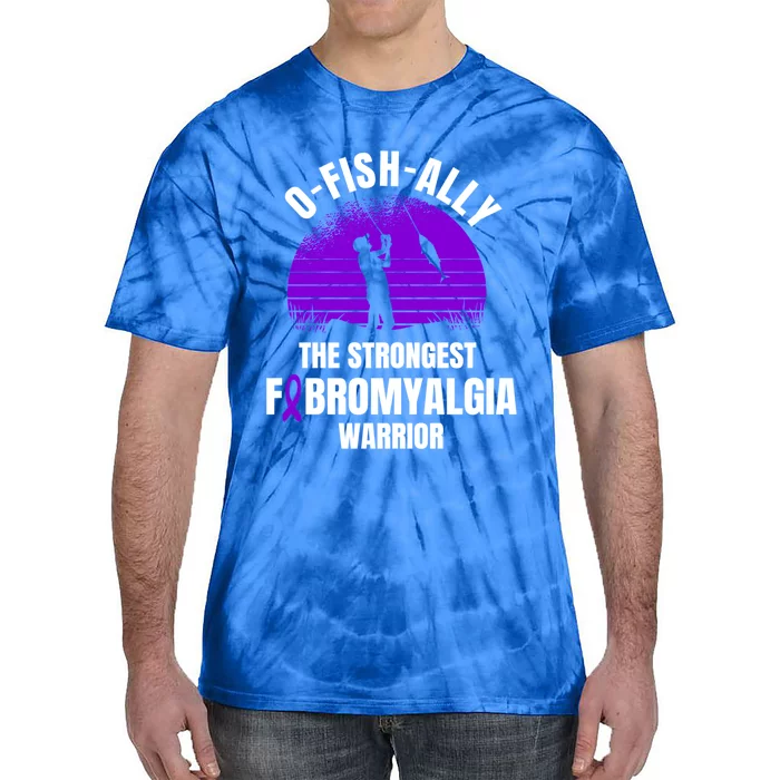 Funny Fishing Fibromyalgia Warrior Fisher Purple Ribbon Gift Tie-Dye T-Shirt