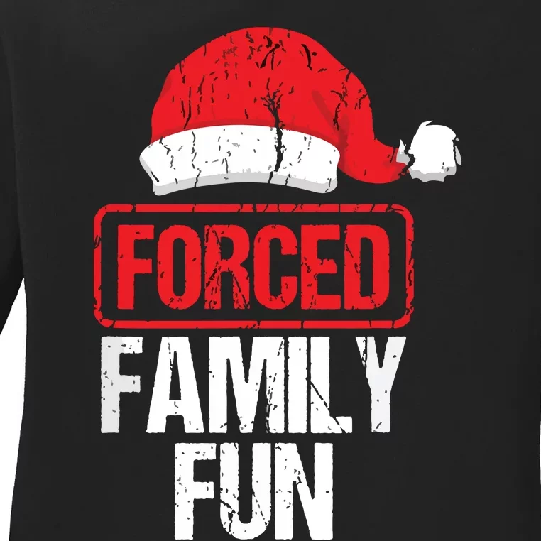 Forced Family Fun Winter Holidays Funny Christmas Ladies Long Sleeve Shirt