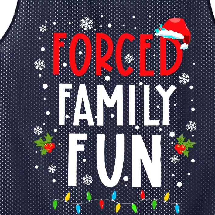 Forced Family Fun Winter Holidays Funny Christmas Adult Mesh Reversible Basketball Jersey Tank