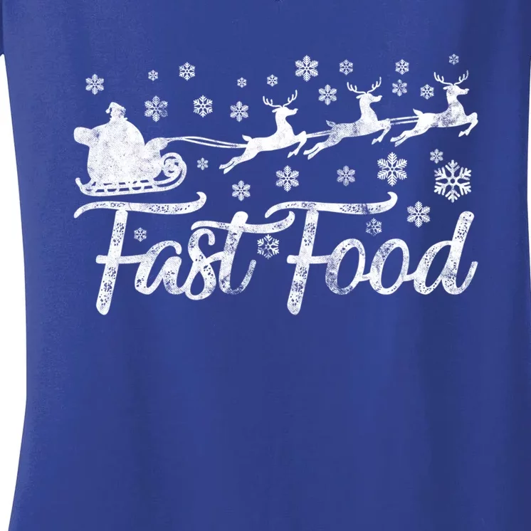 Fast Food Funny Christmas Reindeer Hunting Gift Women's V-Neck T-Shirt