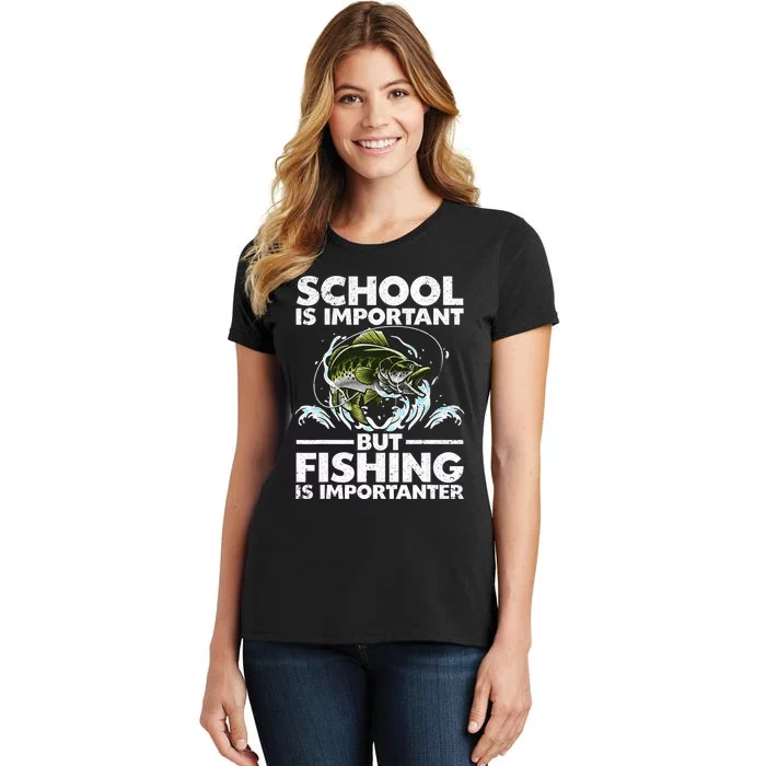 Funny Fishing For Kids Fish Saying Bass Fisherman Women's T-Shirt