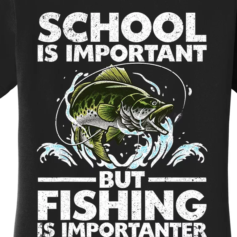 Funny Fishing For Kids Fish Saying Bass Fisherman Women's T-Shirt