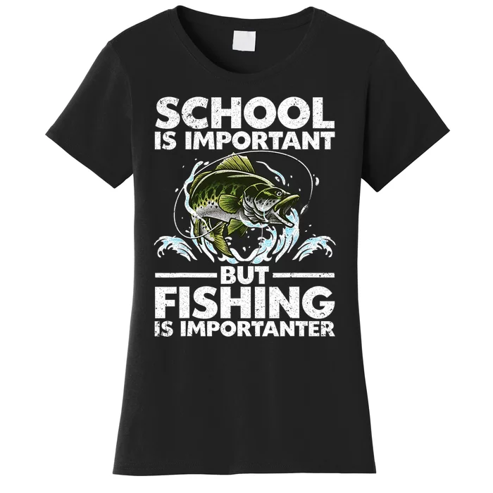 Funny Fishing For Kids Fish Saying Bass Fisherman Women's T-Shirt