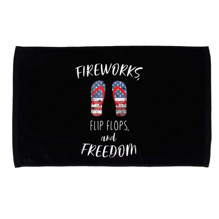 Fireworks Flip Flops Freedom July 4th American Patriotic Microfiber Hand Towel