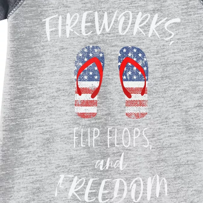 Fireworks Flip Flops Freedom July 4th American Patriotic Infant Baby Jersey Bodysuit