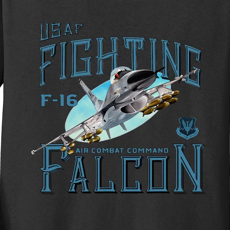 Fighting Falcon F16 Kids Long Sleeve Shirt