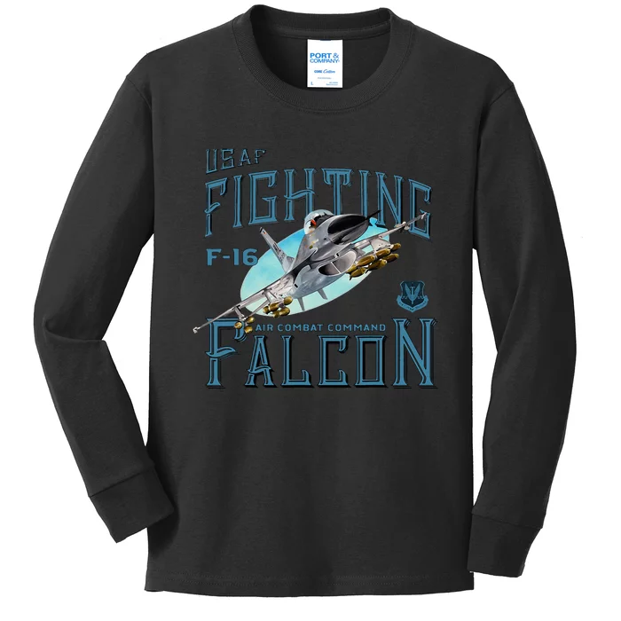 Fighting Falcon F16 Kids Long Sleeve Shirt