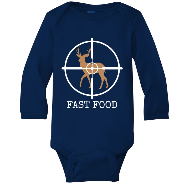 Fast Food Funny Deer Hunting Meaningful Gift Baby Long Sleeve Bodysuit