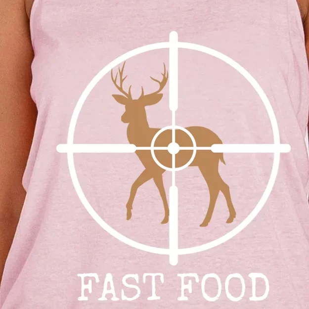 Fast Food Funny Deer Hunting Meaningful Gift Women's Knotted Racerback Tank