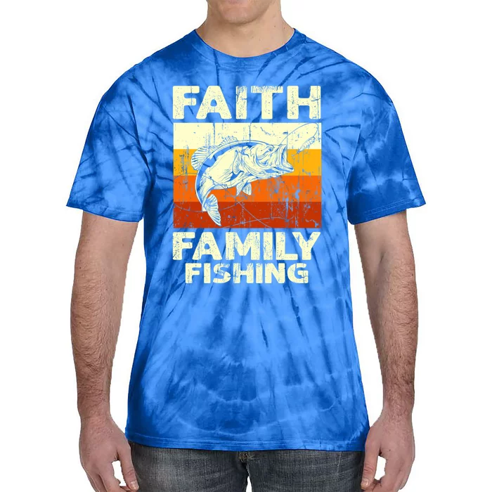 Faith Family Fishing Quotes Vintage Fishing Meaningful Gift Tie-Dye T-Shirt