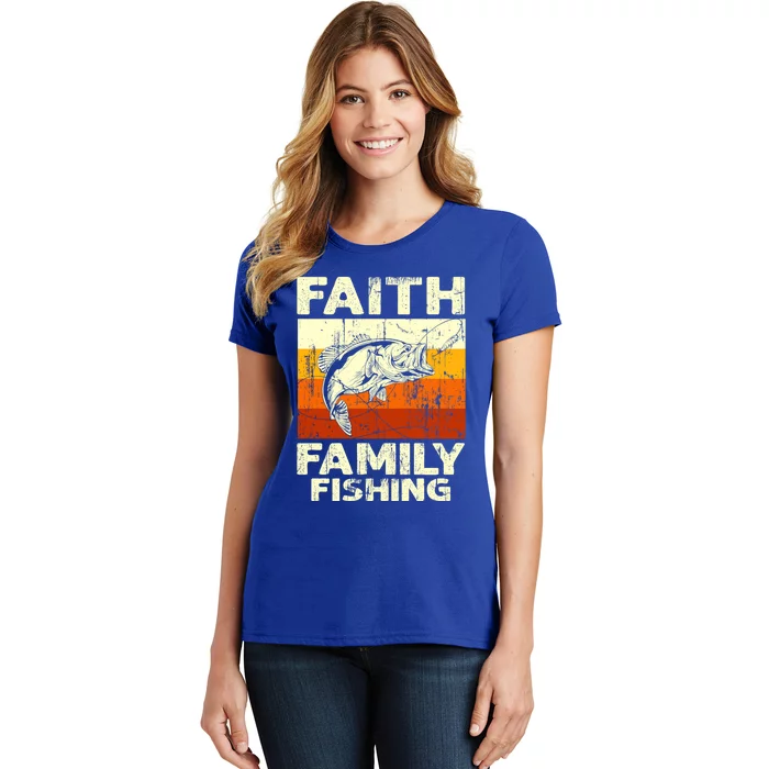 Faith Family Fishing Quotes Vintage Fishing Meaningful Gift Women's T-Shirt