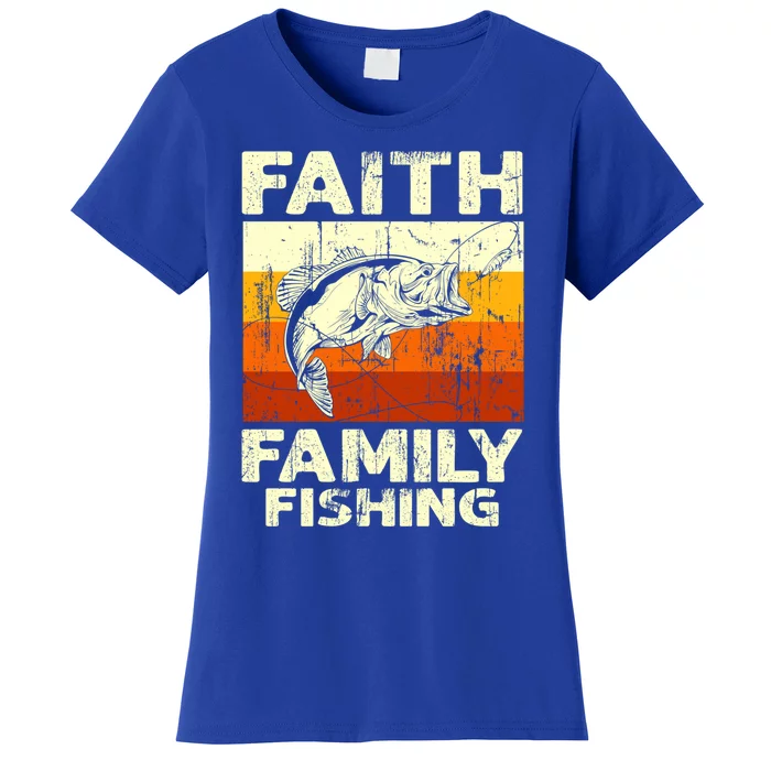 Faith Family Fishing Quotes Vintage Fishing Meaningful Gift Women's T-Shirt