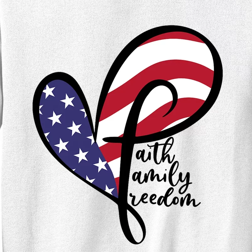 Faith Family Freedom Heart Cross USA Flag Retro 4th Of July Sweatshirt