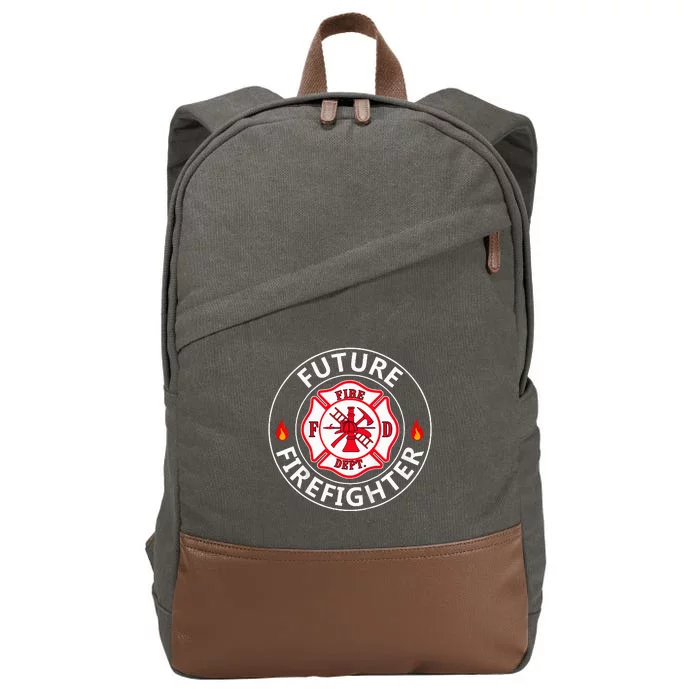 Future Firefighter Fire Fighter Badge Child Cotton Canvas Backpack