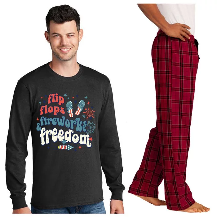 Flip Flops Fireworks Freedom Fourth Of July Long Sleeve Pajama Set