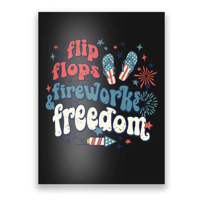 Flip Flops Fireworks Freedom Fourth Of July Poster