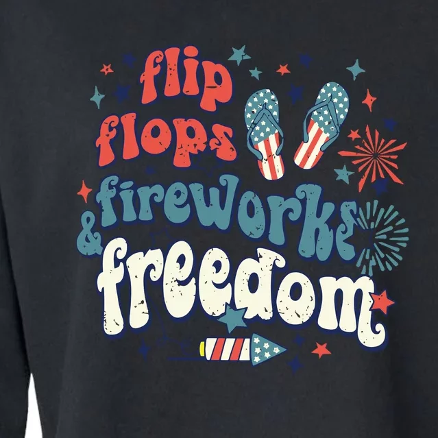 Flip Flops Fireworks Freedom Fourth Of July Cropped Pullover Crew