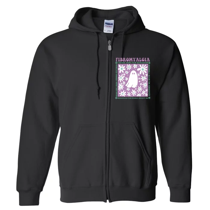 Fibromyalgia Flower Floral Retro Full Zip Hoodie